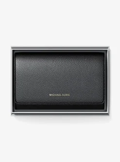 Grand portefeuille Jet Set en cuir grainé
