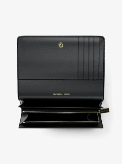 Grand portefeuille Jet Set en cuir grainé