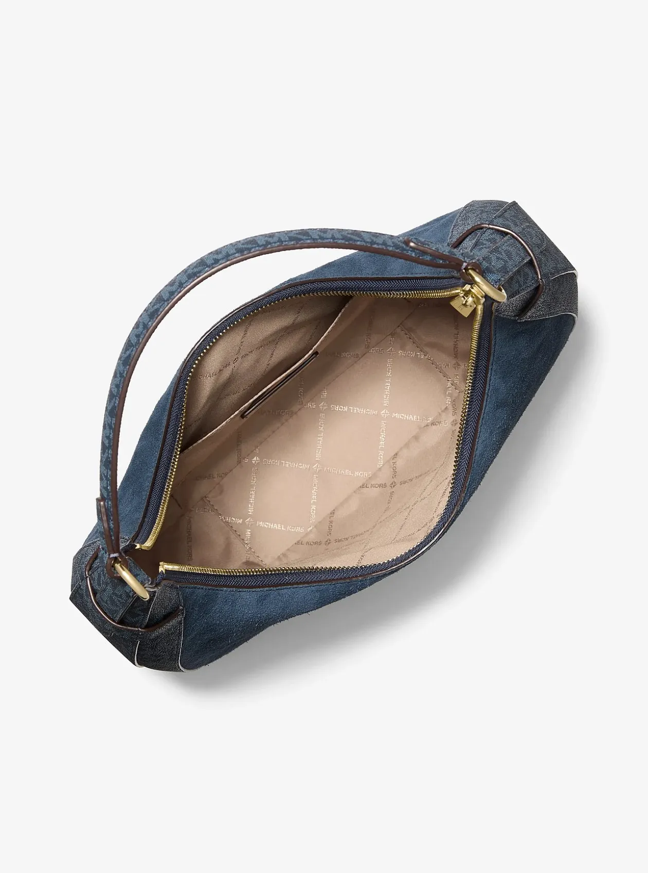Grand sac à bandoulière croissant Preston en daim à logo