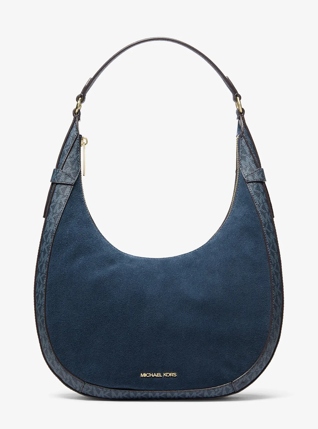 Grand sac à bandoulière croissant Preston en daim à logo