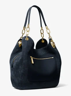 Grand sac porté épaule Lillie en daim