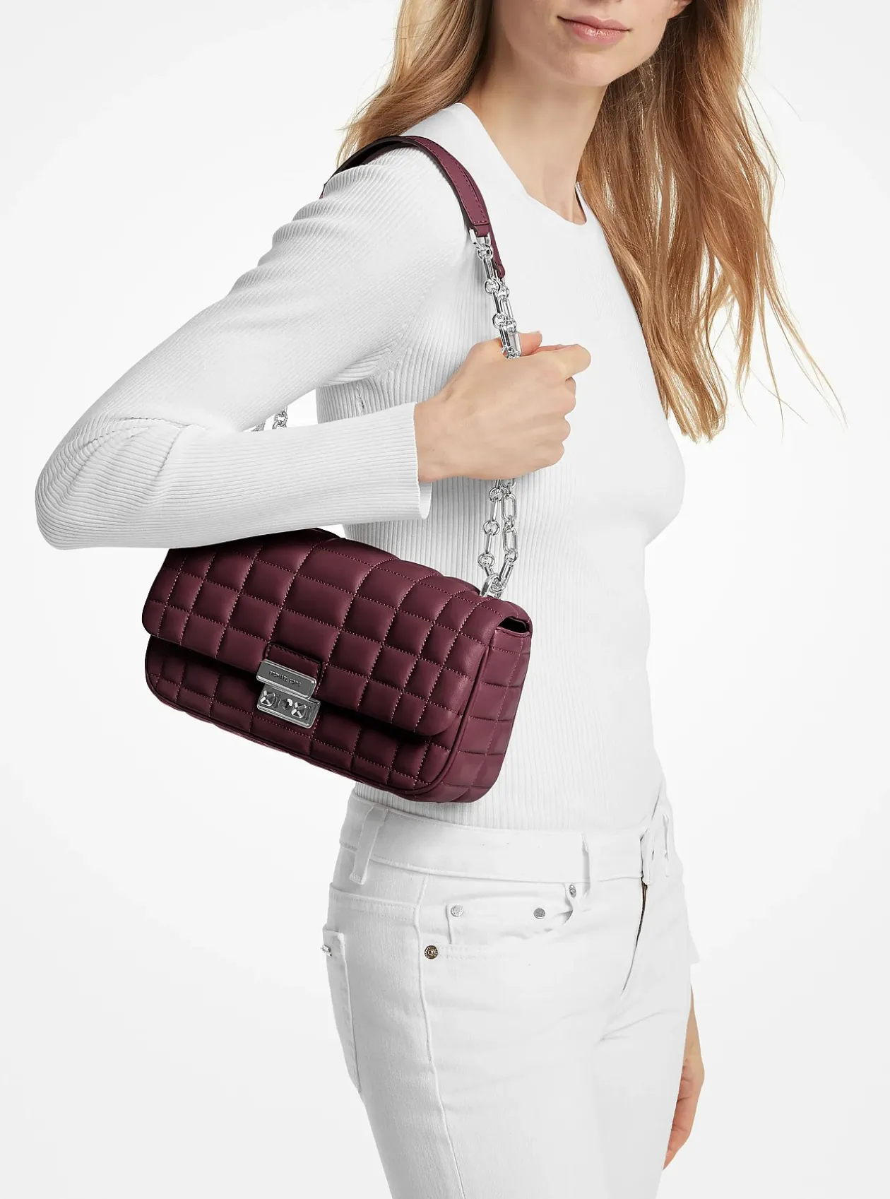 Grand sac porté épaule Tribeca en cuir matelassé