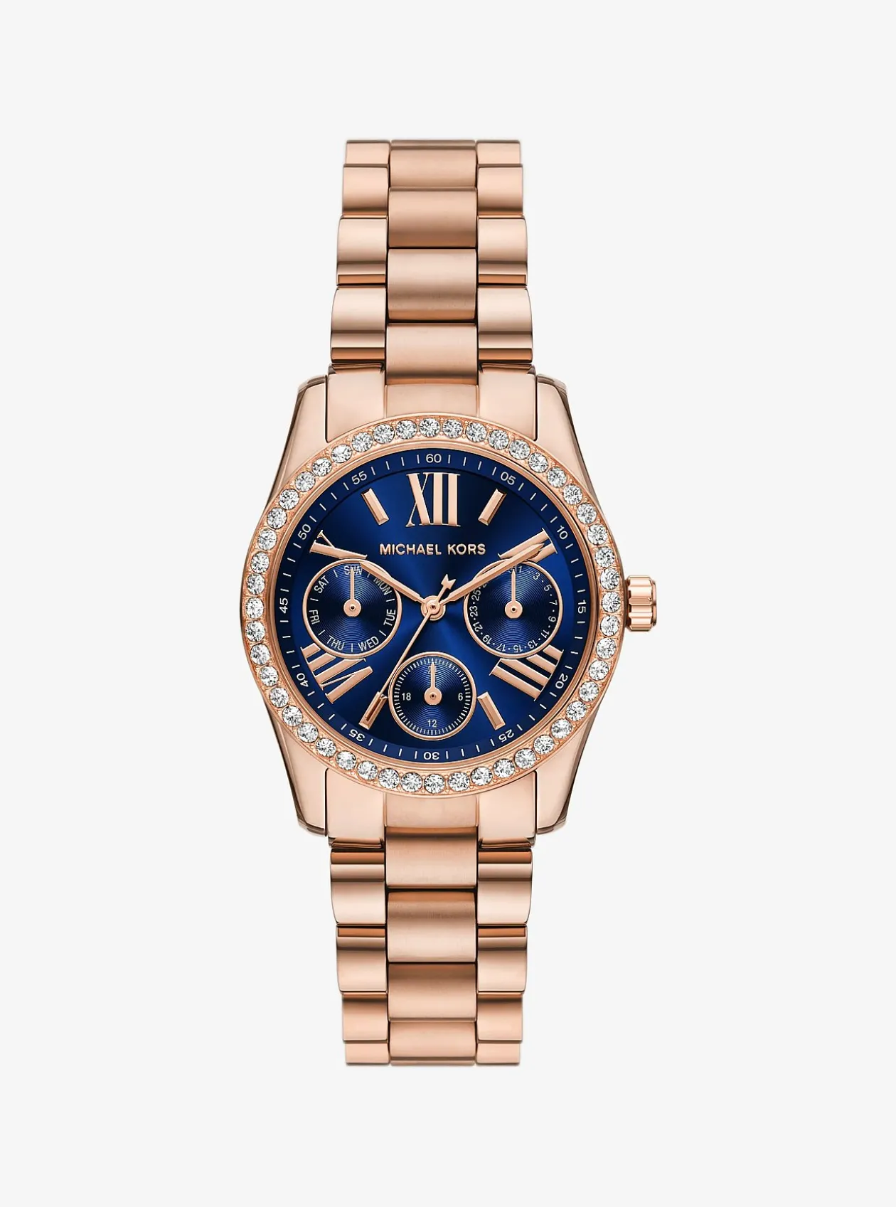 Mini montre Lexington ton or rose avec pierres pavées