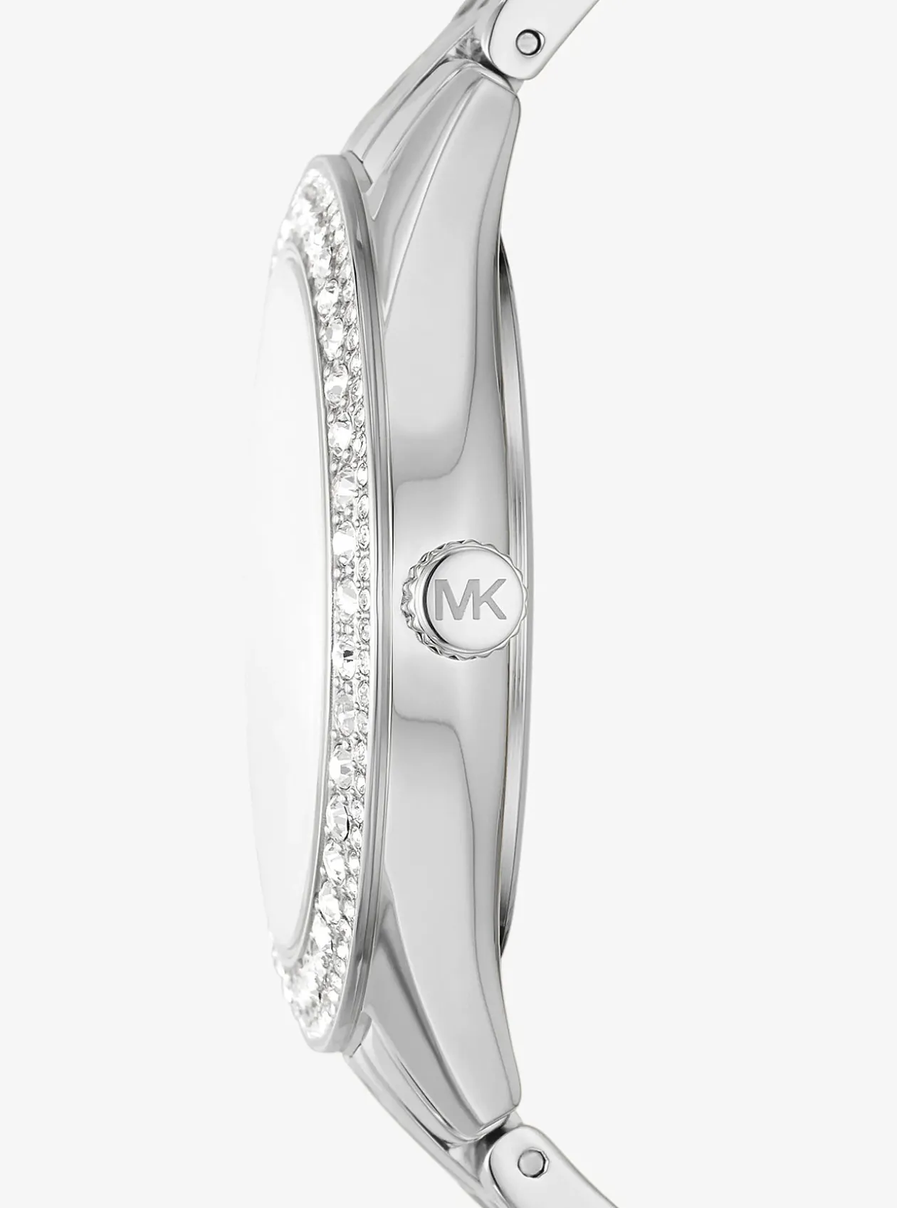 Montre Harlowe argentée à pierres pavées