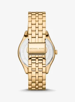 Montre Harlowe dorée à pierres pavées