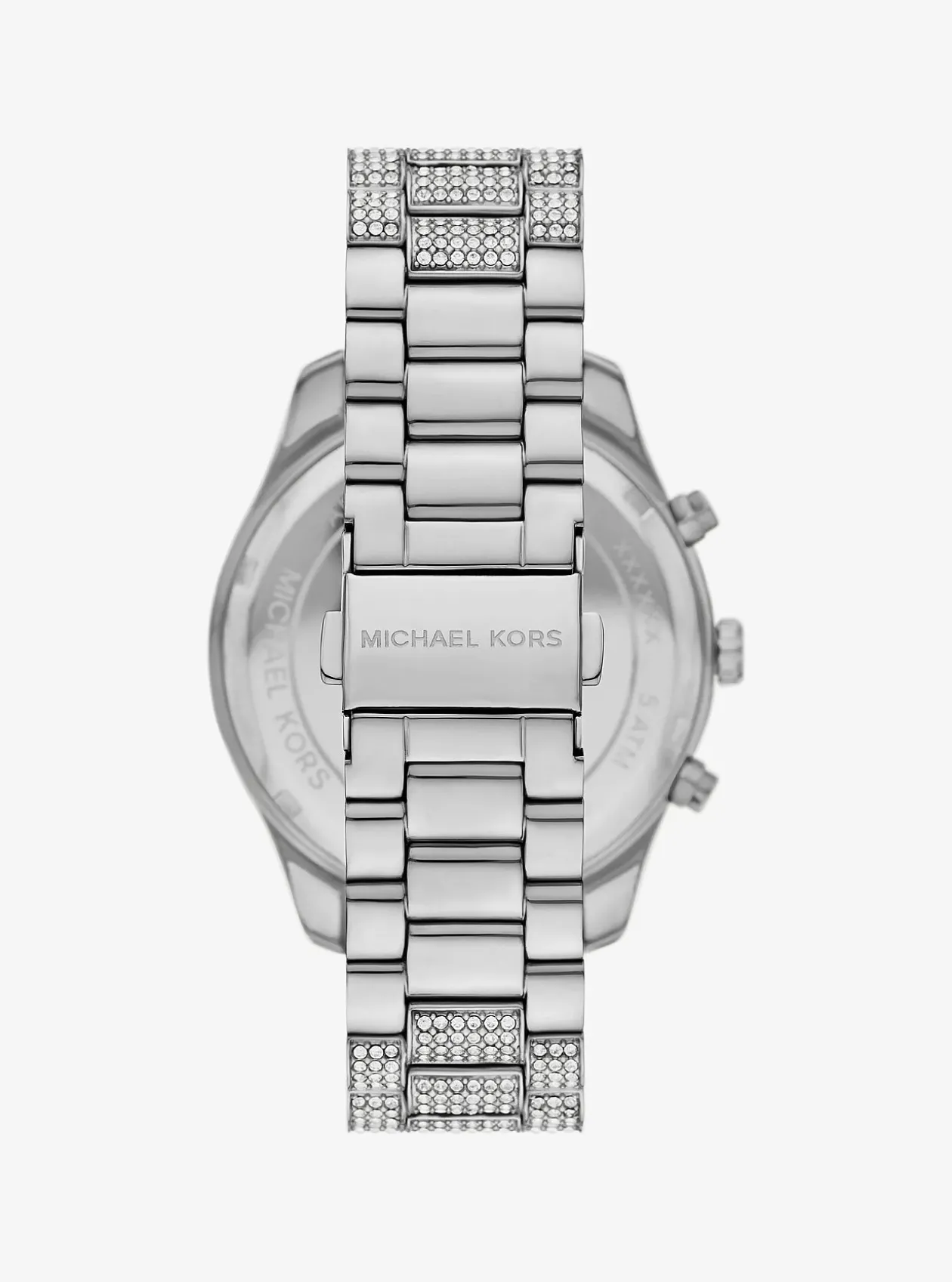 Montre Lexington argentée surdimensionnée à pierres pavées