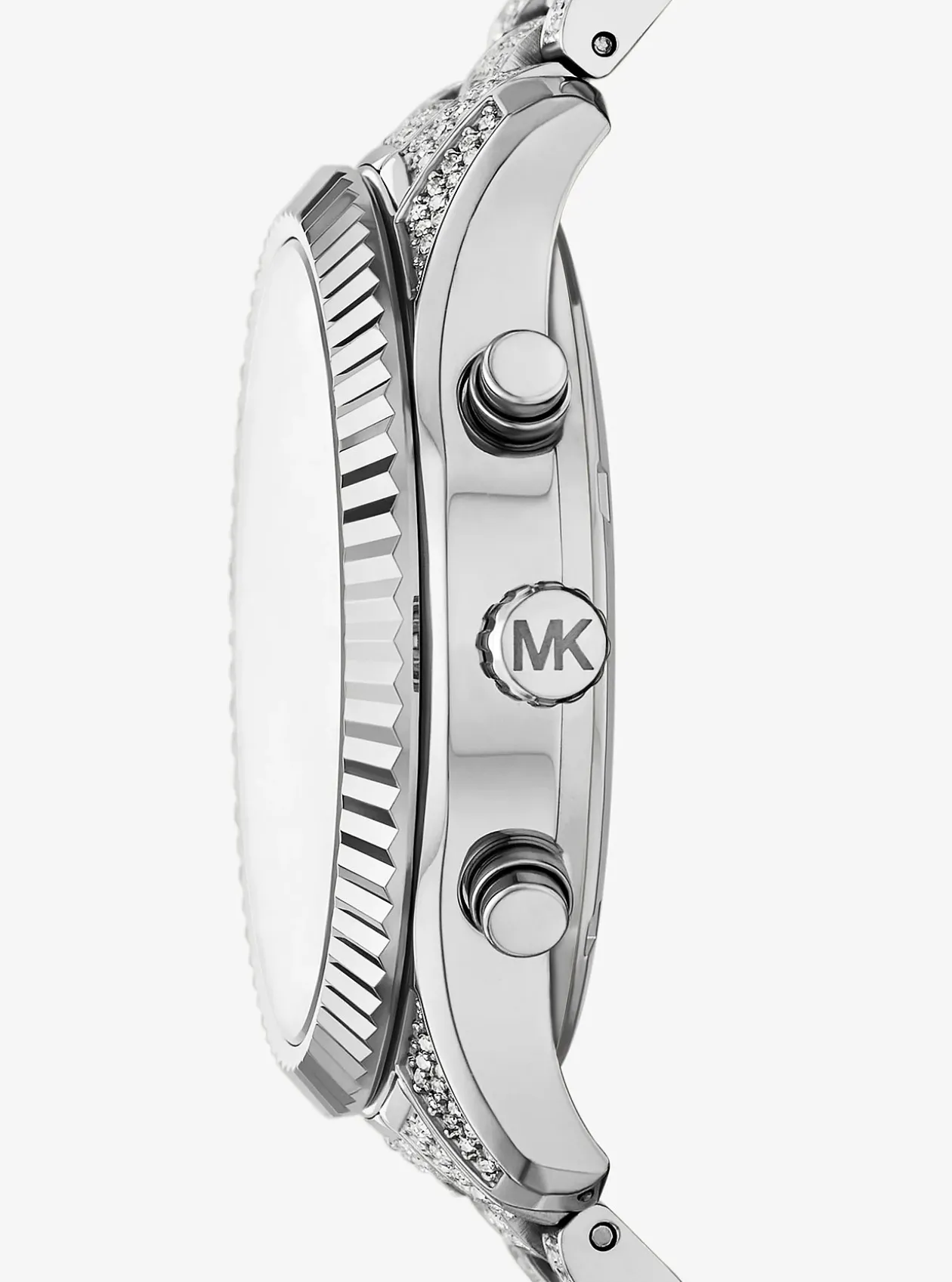 Montre Lexington argentée surdimensionnée à pierres pavées