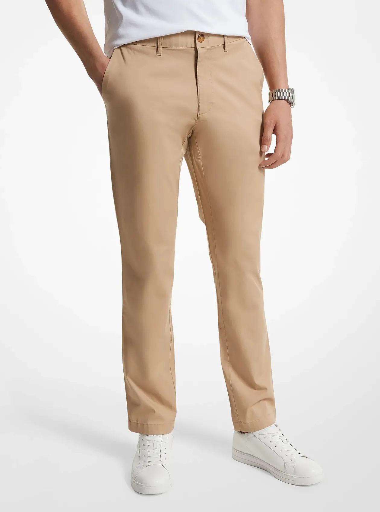 Pantalon chino coupe slim en mélange de coton