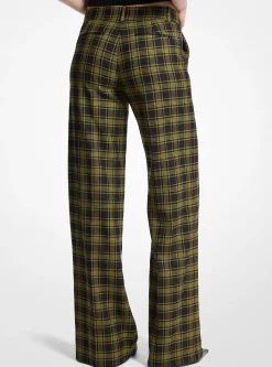 Pantalon en laine extensible à imprimé écossais
