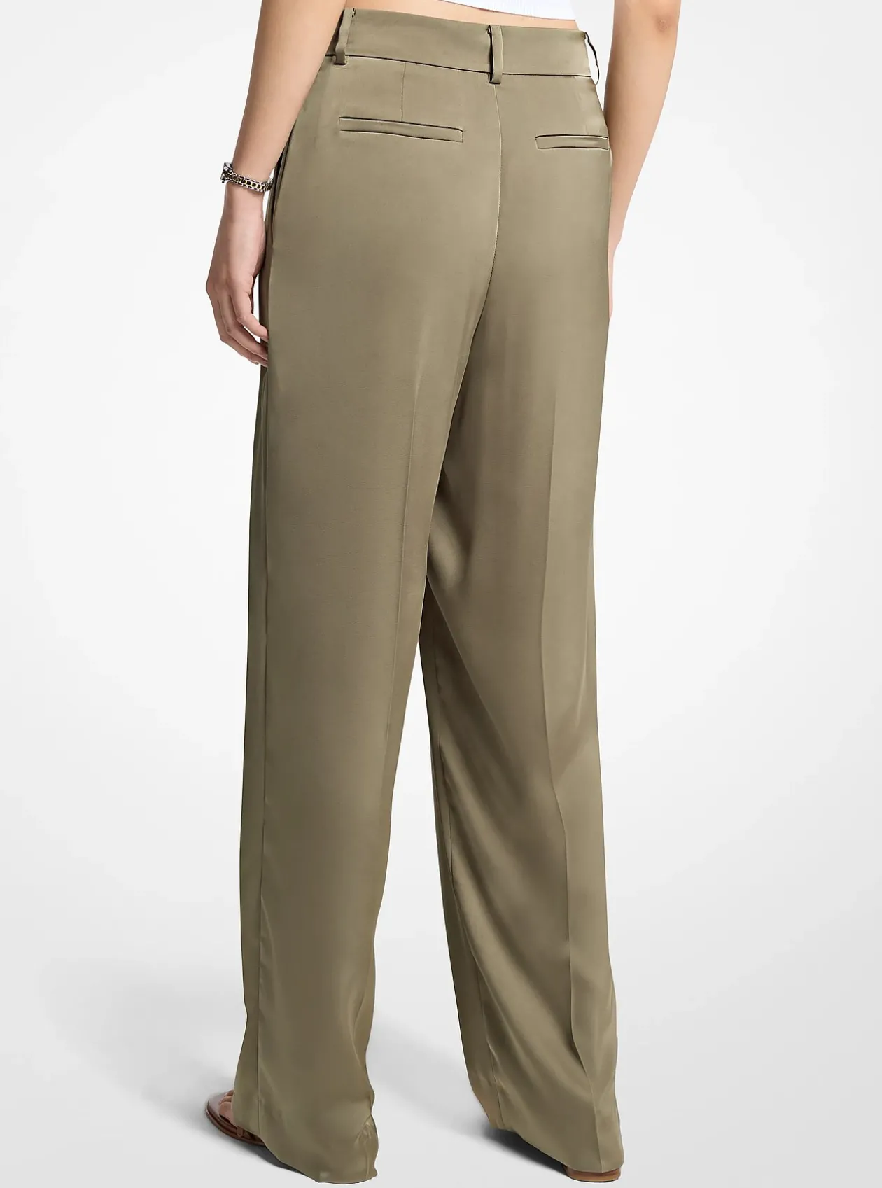 Pantalon à jambes larges en satin drapé