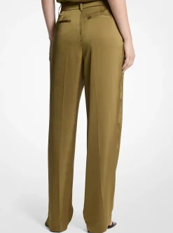 Pantalon à jambes larges en satin drapé