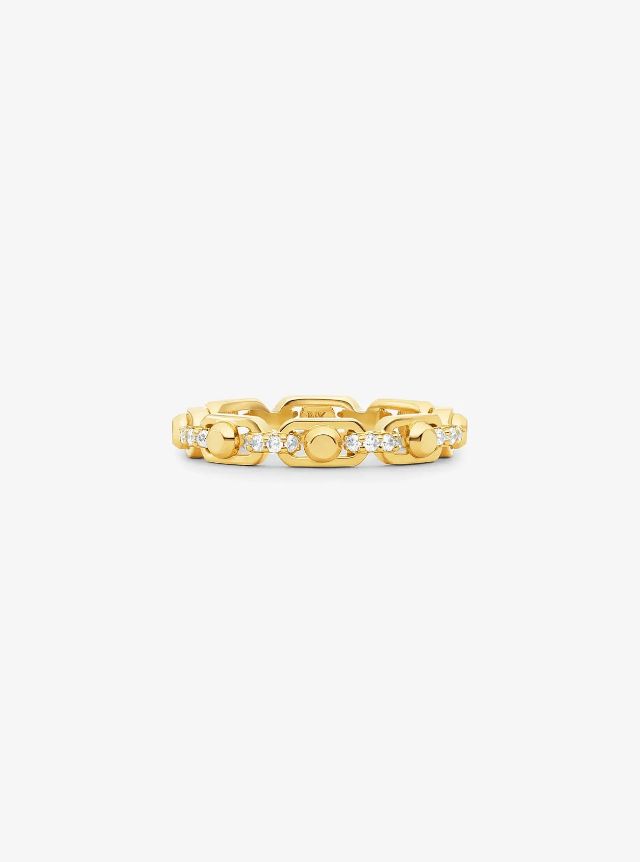 Petite bague à maillons Astor en argent sterling plaqué en métal précieux avec pierres pavées