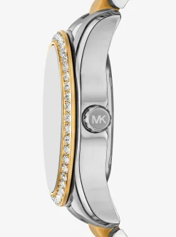 Petite montre Lexington bicolore avec pierre pavées