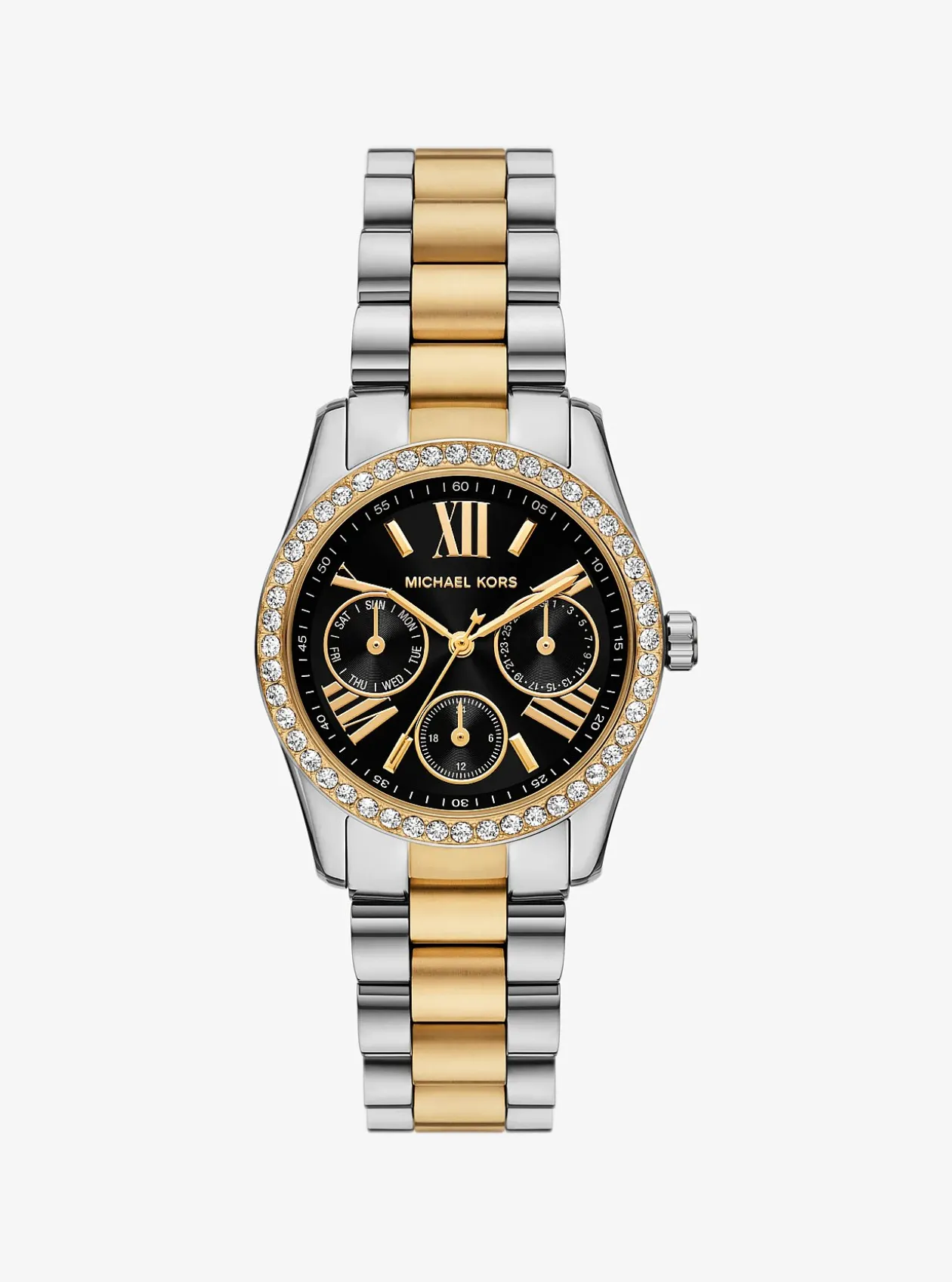 Petite montre Lexington bicolore avec pierre pavées