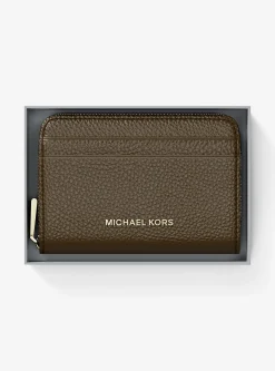 Petit porte-cartes entièrement zippé Jet Set en cuir grainé