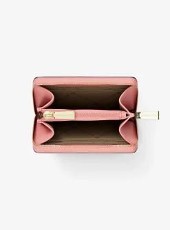 Petit porte-cartes entièrement zippé Jet Set en cuir grainé