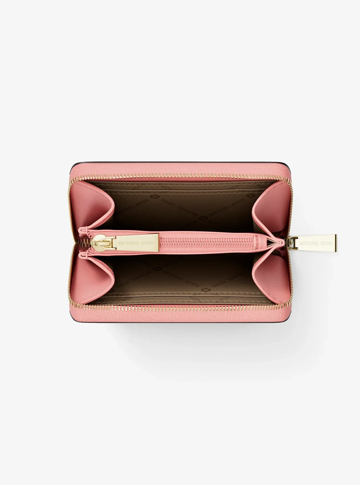 Petit porte-cartes entièrement zippé Jet Set en cuir grainé