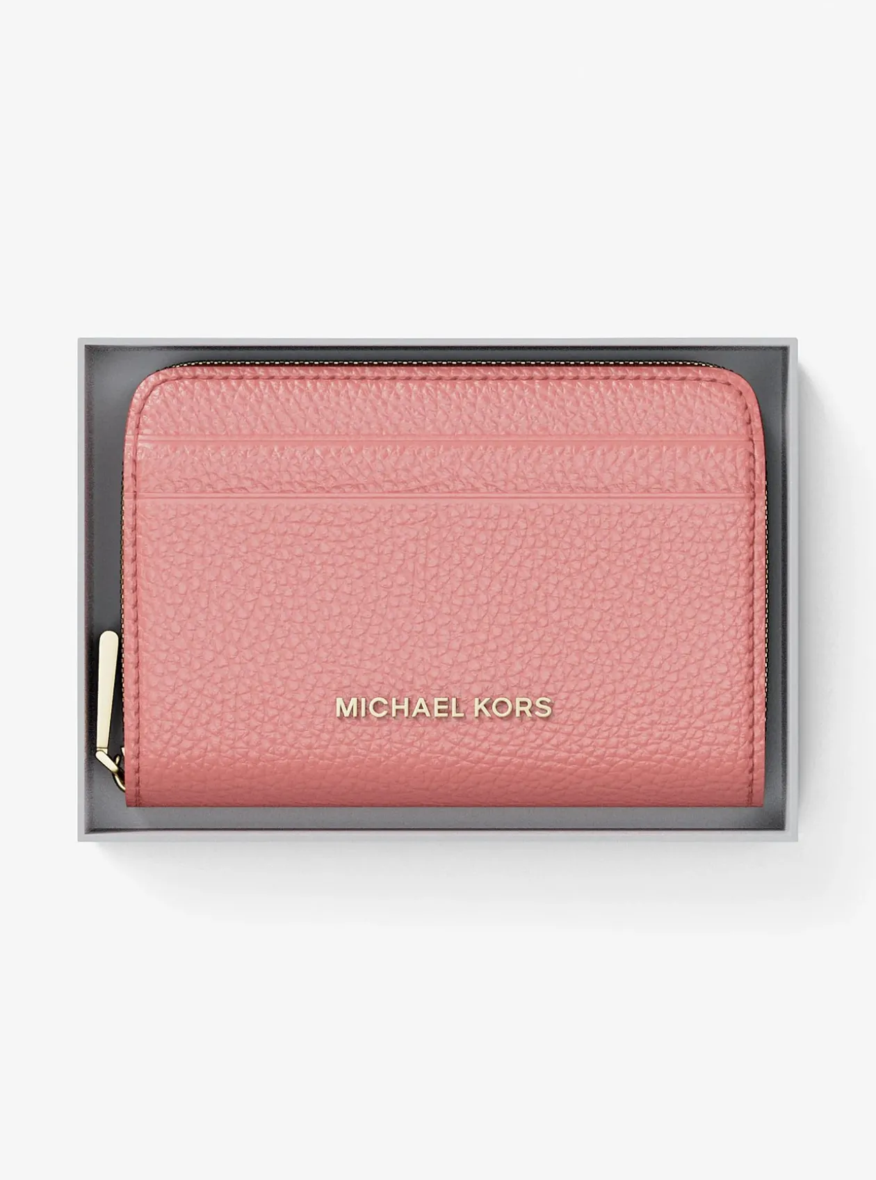 Petit porte-cartes entièrement zippé Jet Set en cuir grainé