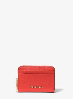 Petit porte-cartes entièrement zippé Jet Set en cuir grainé