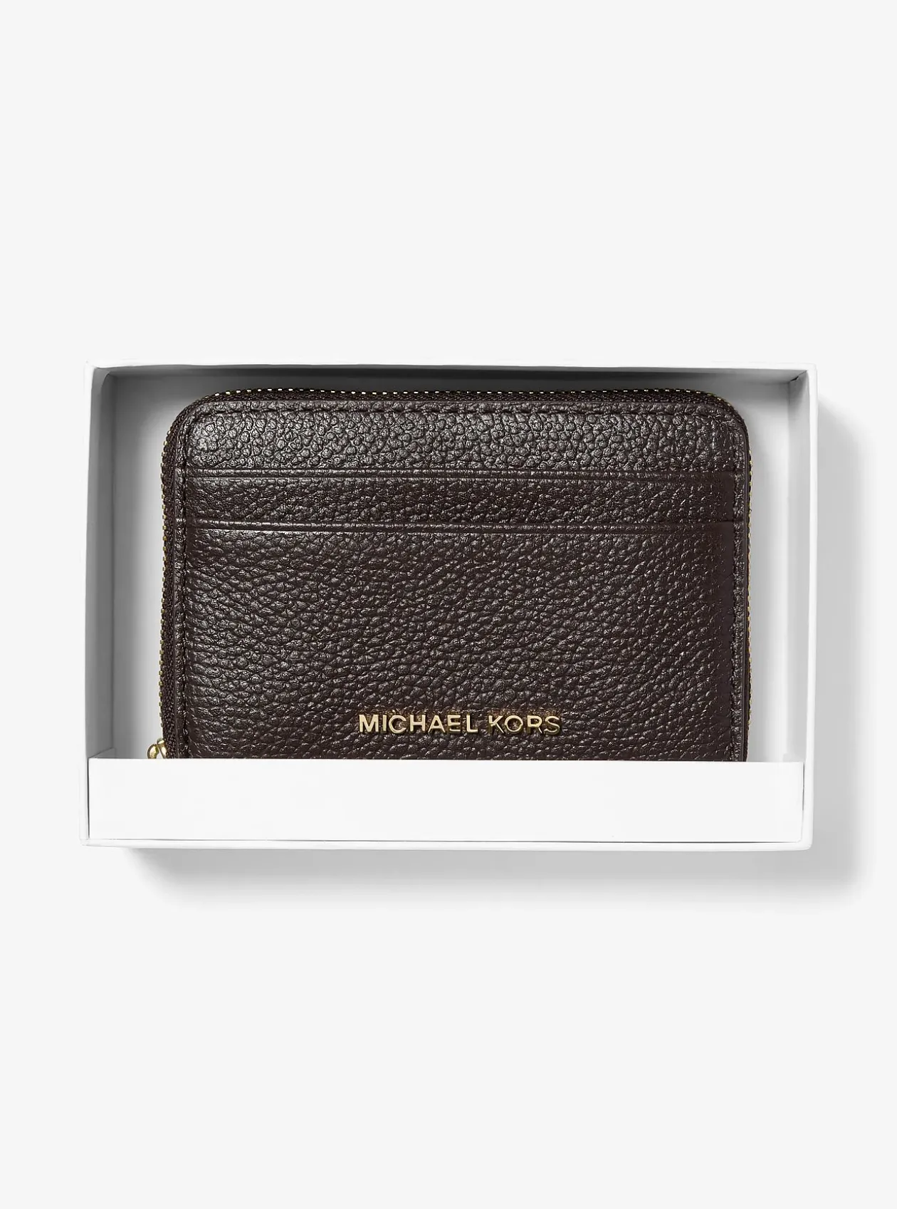 Petit porte-cartes entièrement zippé Jet Set en cuir grainé