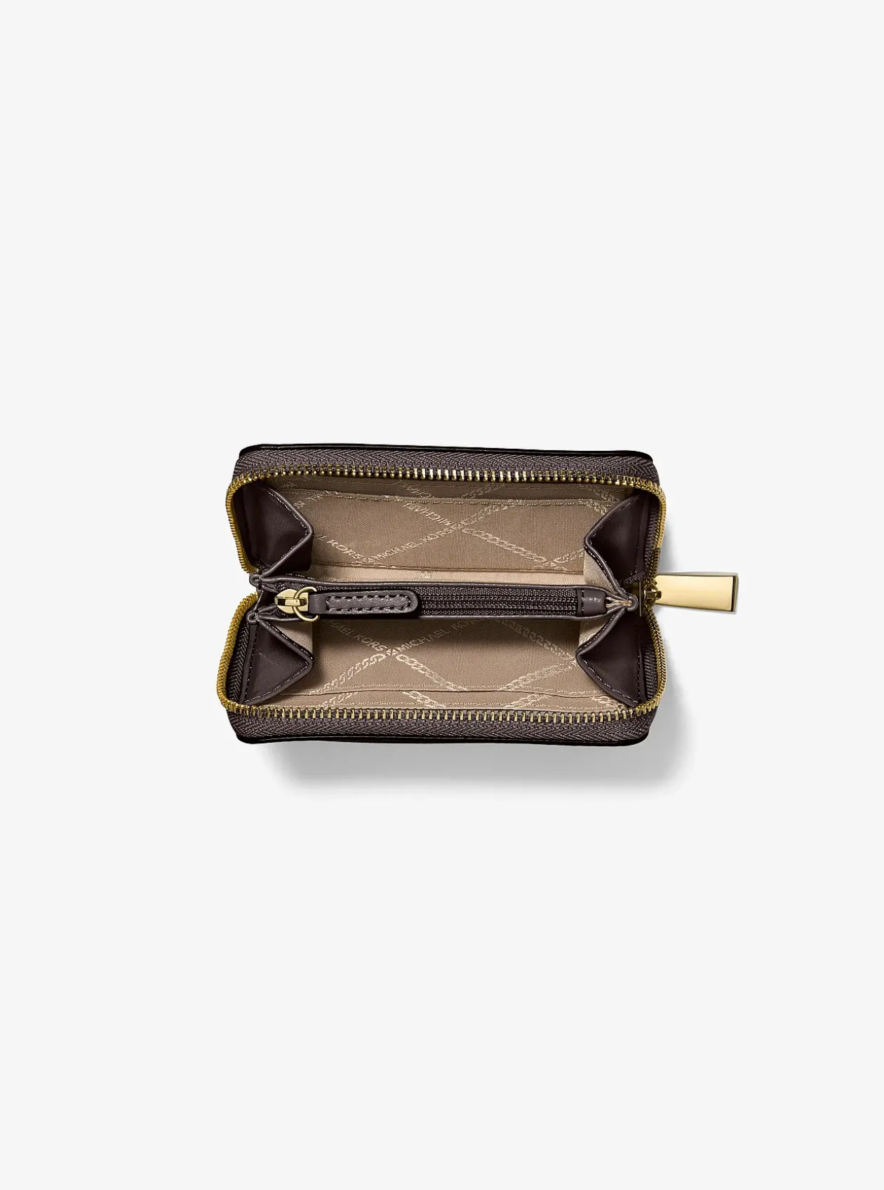 Petit porte-cartes entièrement zippé Jet Set en cuir grainé