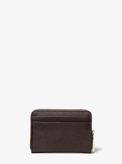 Petit porte-cartes entièrement zippé Jet Set en cuir grainé