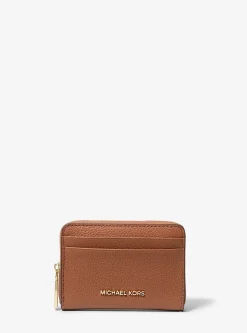 Petit porte-cartes entièrement zippé Jet Set en cuir grainé