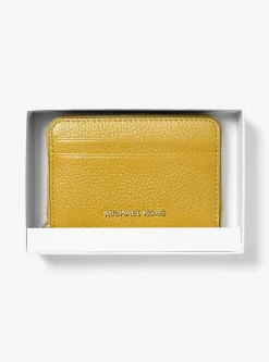 Petit porte-cartes entièrement zippé Jet Set en cuir grainé