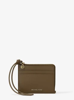 Petit porte-cartes Jet Set en cuir grainé à dragonne