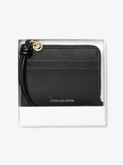 Petit porte-cartes Jet Set en cuir grainé à dragonne
