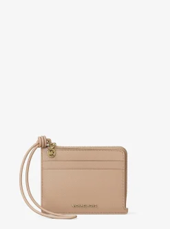 Petit porte-cartes Jet Set en cuir grainé à dragonne
