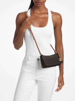 Petit sac à bandoulière tissé Zadie à logo Signature