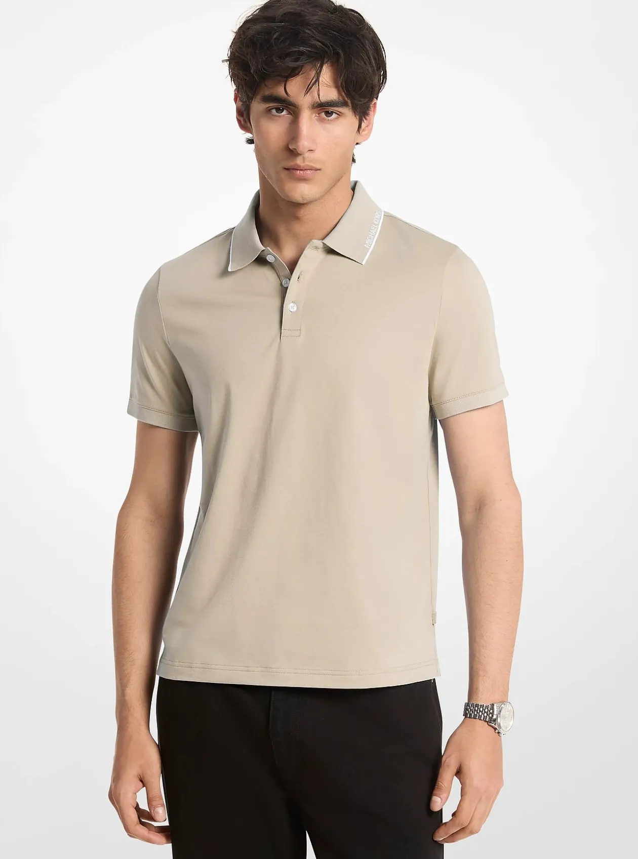 Polo en jersey de coton avec bordure à logo