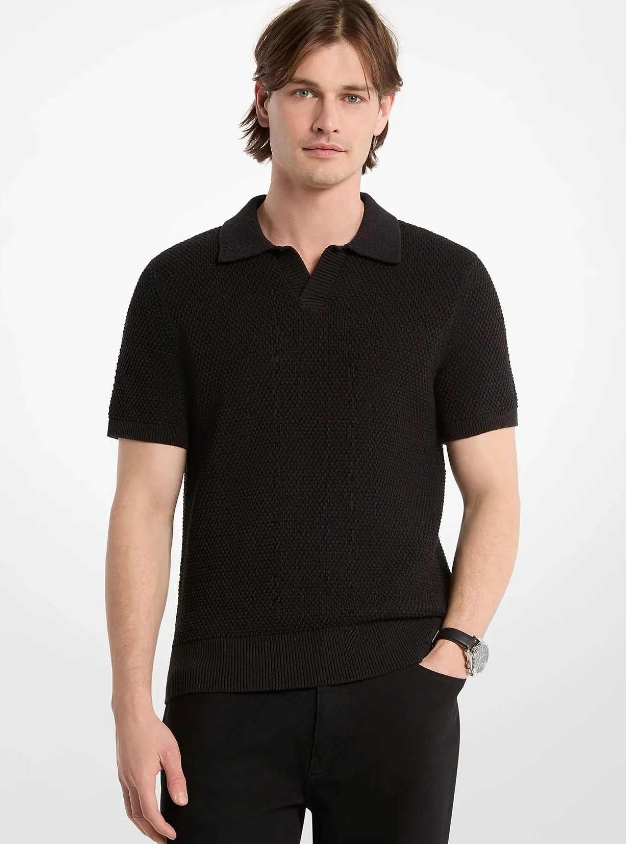 Polo Johnny en maille de coton texturée