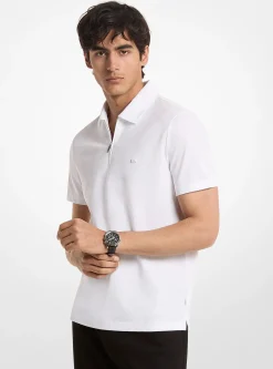 Polo zippé en piqué de coton mélangé