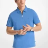 Polo zippé en piqué de coton mélangé
