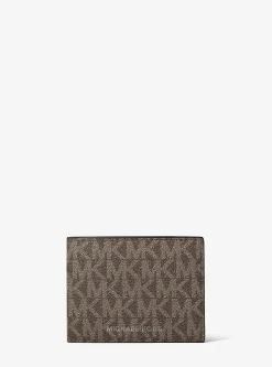 Portefeuille compact Cooper en cuir à logo Signature avec porte-cartes