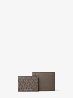 Portefeuille compact Cooper en cuir à logo Signature avec porte-cartes