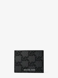 Portefeuille compact Hudson avec porte-cartes en cuir à logo en relief
