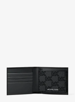 Portefeuille compact Hudson avec porte-cartes en cuir à logo en relief