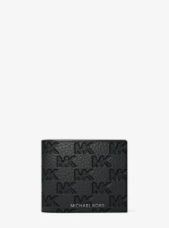 Portefeuille compact Hudson avec porte-cartes en cuir à logo en relief
