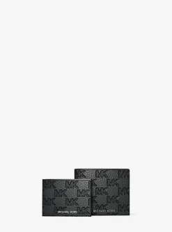 Portefeuille compact Hudson avec porte-cartes en cuir à logo en relief