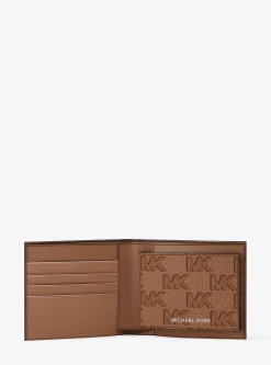 Portefeuille compact Hudson avec porte-cartes en cuir à logo en relief