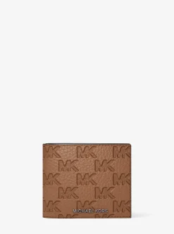 Portefeuille compact Hudson avec porte-cartes en cuir à logo en relief