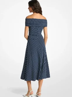 Robe en jersey mat extensible à pois