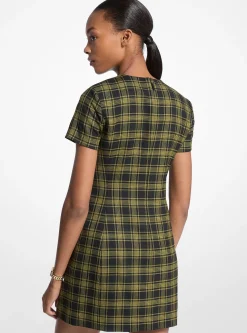Robe en laine extensible à motif écossais