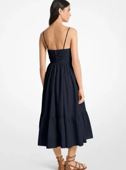Robe mi-longue en popeline de coton