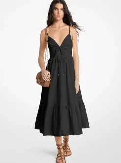 Robe mi-longue en popeline de coton
