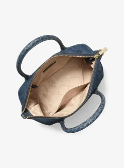 Sac Hyde de taille moyenne en daim et à logo Signature