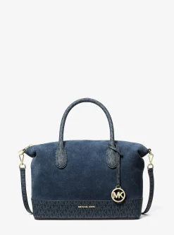 Sac Hyde de taille moyenne en daim et à logo Signature